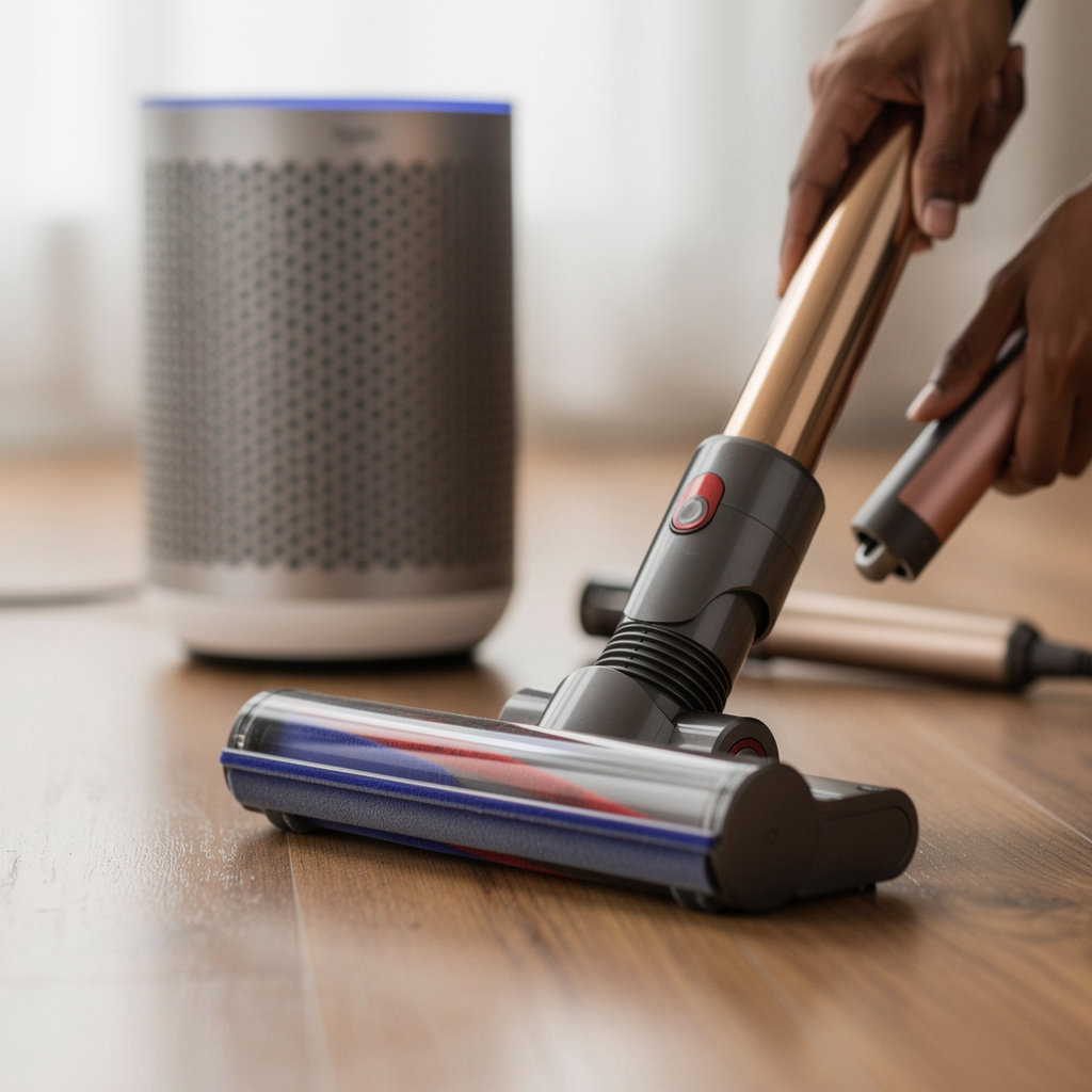 Dyson India (Dyson Technology India Pvt. Ltd.) premium product range including vacuum cleaners, Airwrap, air purifiers, and headphones